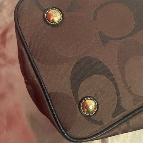 Coach Signature Stripe framed Satchel Patent leather trim - Picture 8 of 10